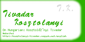 tivadar kosztolanyi business card